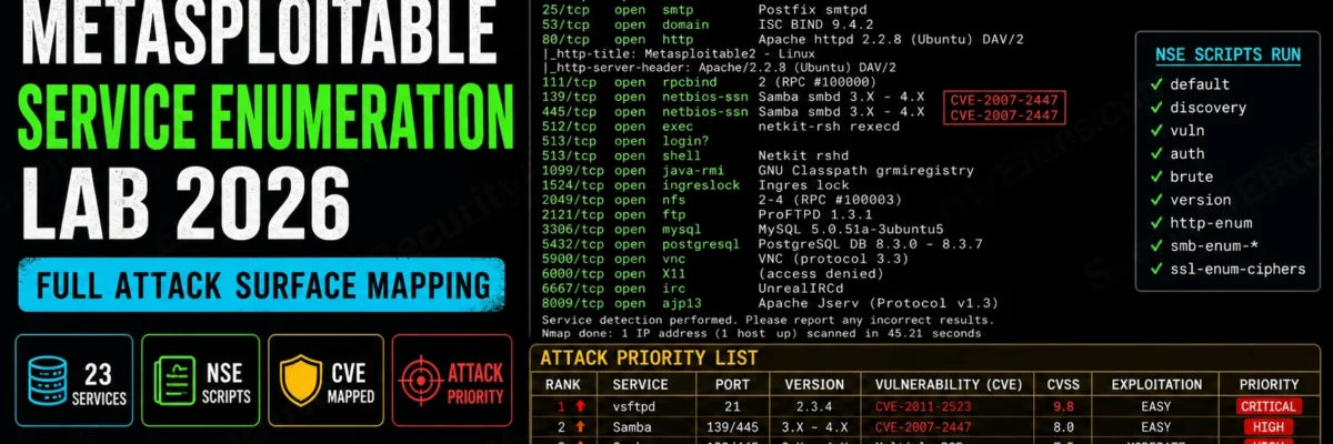 Metasploitable Service Enumeration Lab 2026 — Full Attack Surface Mapping | Hacking Lab 33