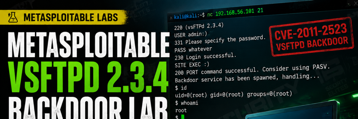 Metasploitable vsftpd Backdoor Lab — CVE-2011-2523 Exploit Guide