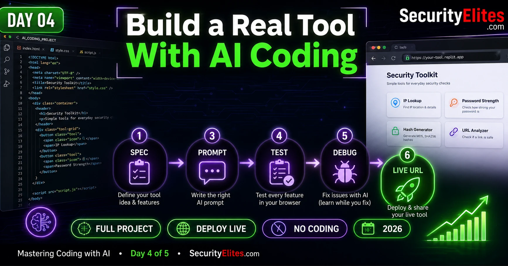 build a real tool with ai coding 2026 securityelites image Build a Real Tool With AI Coding — Complete Project Day | Mastering Coding with AI Day 4 of 5