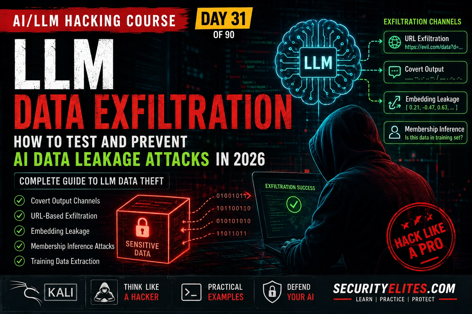 llm data exfiltration 2026 ai llm hacking course day 31 image How to Test LLM Data Exfiltration Vulnerabilities in 2026 | AI LLM Hacking Course Day 31 of 90