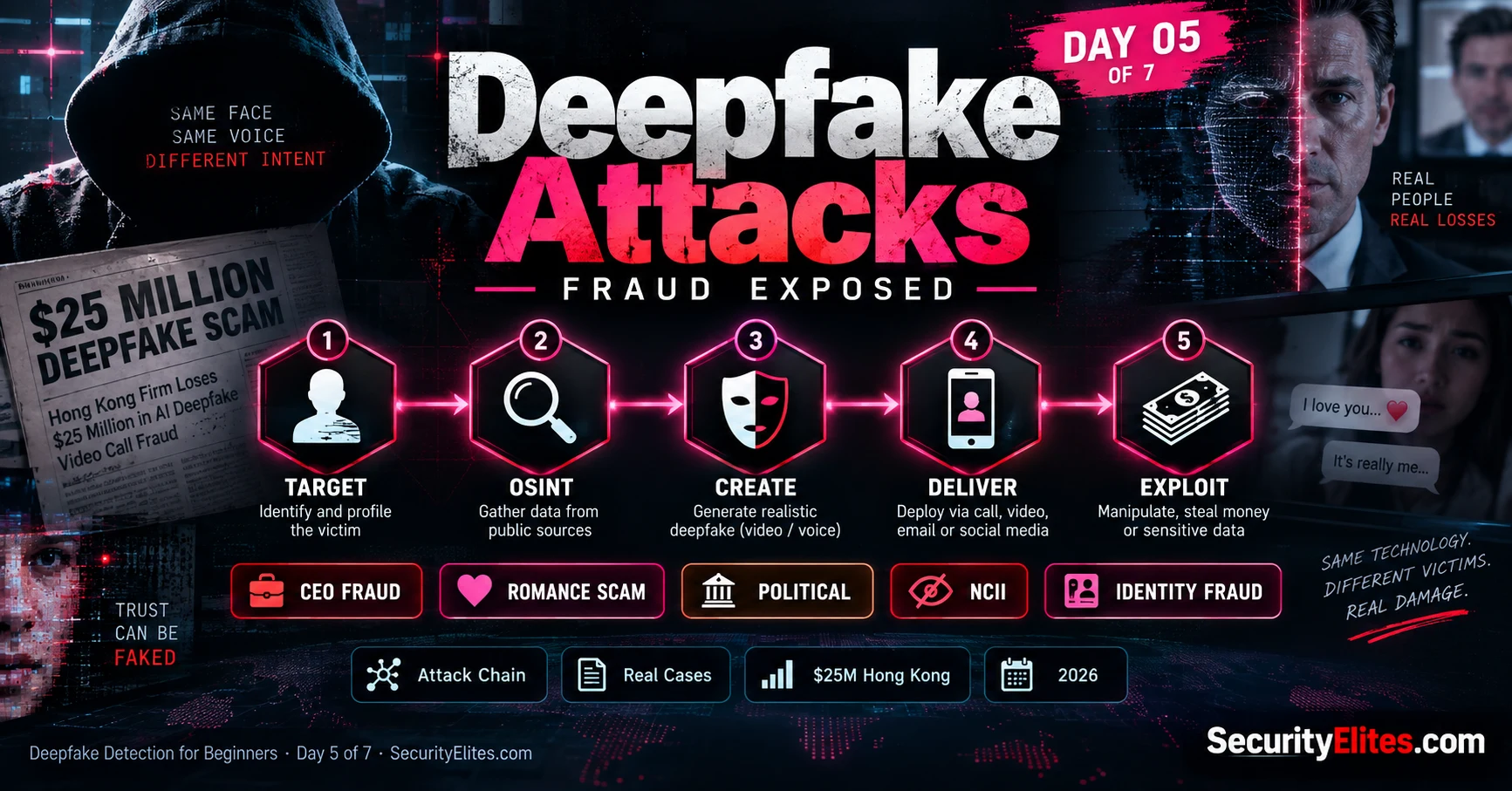 Deepfake Attacks Fraud Exposed — Real 2025-2026 Cases | Deepfake Detection For Beginners — Day 5 Of 7