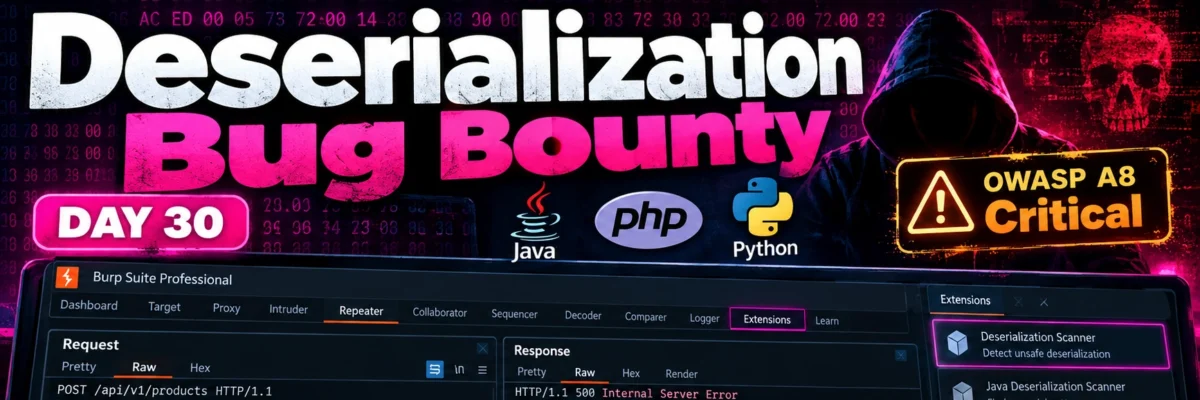 Deserialization Bug Bounty — Find, Exploit, Report Java, PHP and Python Unsafe Deserialization | Bug Bounty Course Day 30 of 60